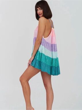 Pitusa Popsicle Halter Mini Dress - Pastel Rainbow / Petite coverup women’s